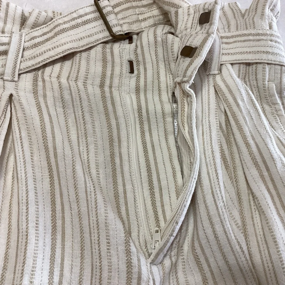 Banana Republic Factory Linen Blend Striped High-Waisted Shorts with Belt 4